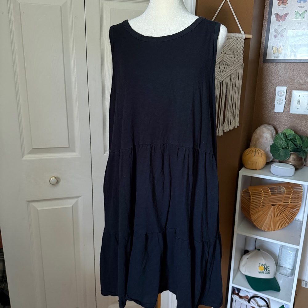 GAP Black Tiered Sleeveless Cotton Dress